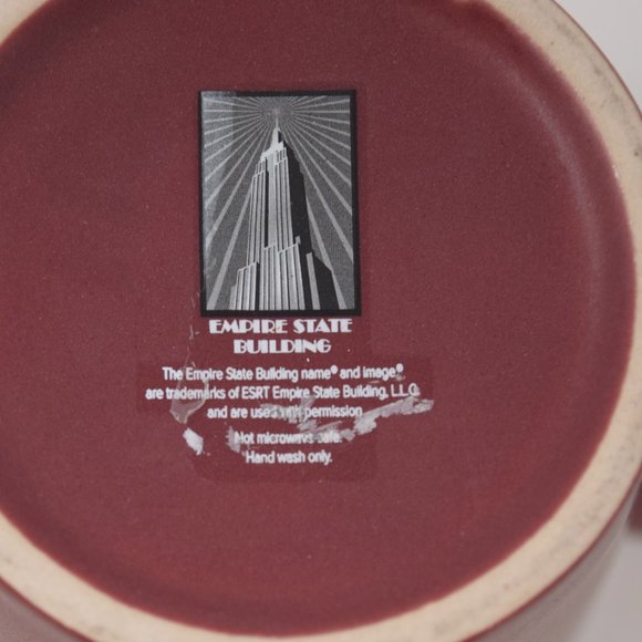 Empire State Building Coffee Mug Matte Maroon Red Glossy Yellow Gold Rare 11 oz - Picture 8 of 12